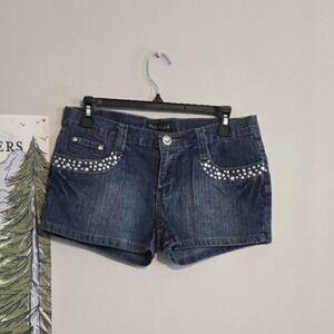Tough Club Y2K Studded Pocket Denim Shorts‎ Juniors Size 11